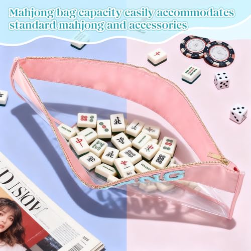 2 Bolsas para Mahjong con Cierre, Impermeables (Rosa, Azul) miniatura 6