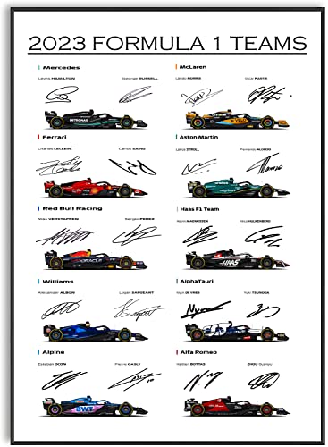 2023 Formel 1 Teams and Drivers signiertes Autogramm-Poster für F1 Racing Fans A4 Plakate Poster