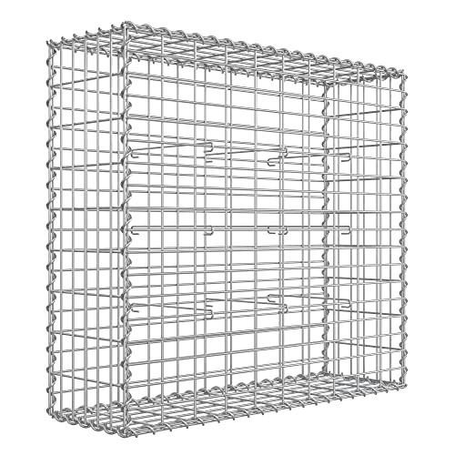 SONGMICS Gabionenkorb Metall-Steinkorb mit 5 x 10 cm Maschenweite für Mauersteine verzinkt Steingabione Mauer 100 x 90 x 30 cm silber GGB193