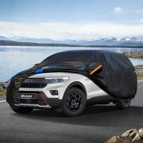 Image of Custom Fit SUV Car Cover for Ford Explorer (2006-2026), Upgraded Waterproof All Weather Outdoor Auto Cover with Driver Door Zipper & Mirror Pockets, UV /Snow /Dust Protection