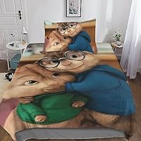 Copripiumino Alvin And The Chipmunks 2 Pezzi In Microfibra - Stampa 3D Morbida - Per Letto Singolo 135x200cm - Con Cerniera E Federa - Foto 6