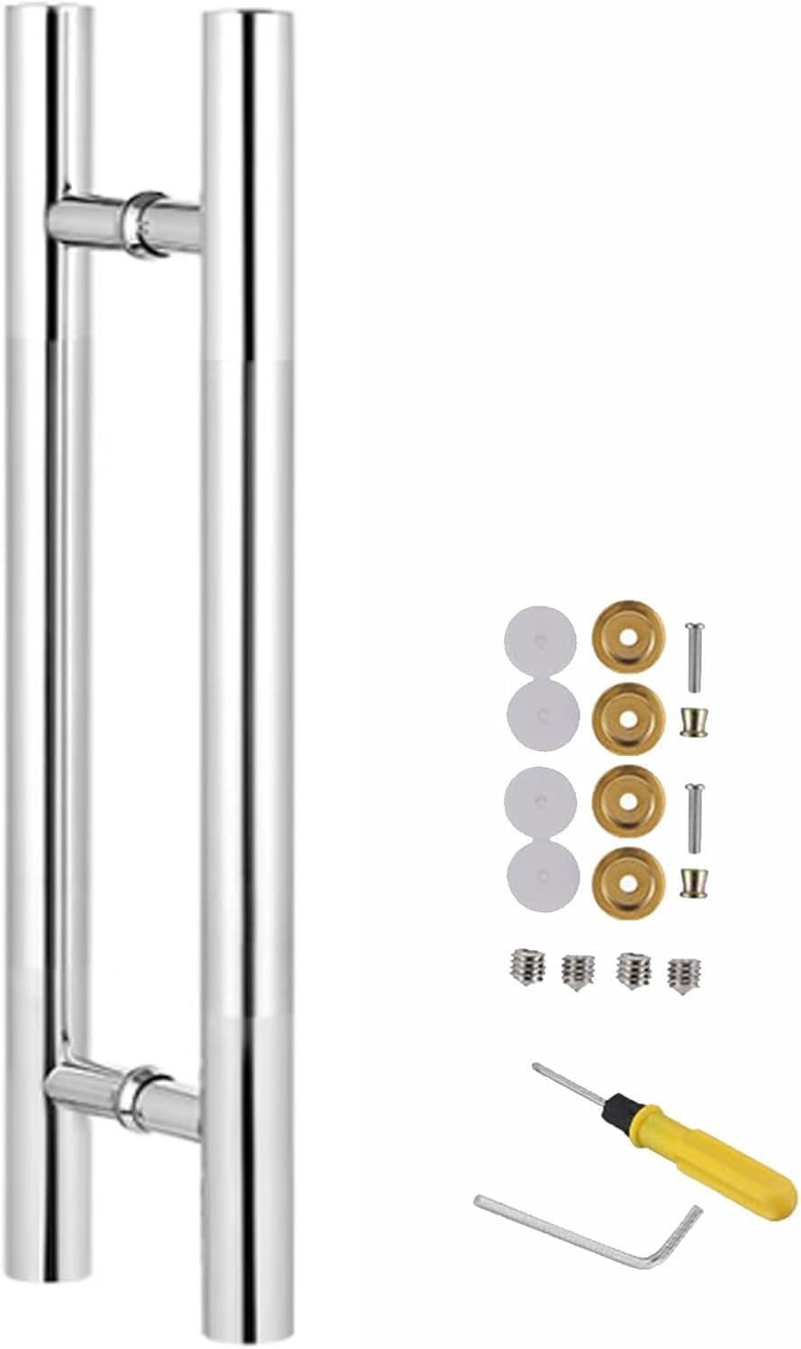 DFGHNBVC 304 Stainless Steel Door Handle Pull Push Modern Barn Door Handle 60 180Cm Long With Mounting Kit H Shape Sliding Glass,Silver-Length 60Cm/23.6Inch
