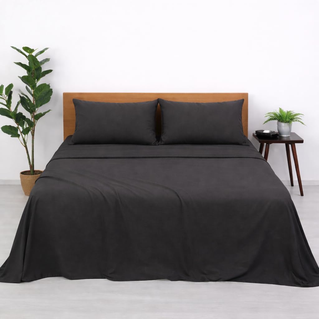 Blue Strip Polycotton Bedsheet, Double 90x100 (Charcoal)