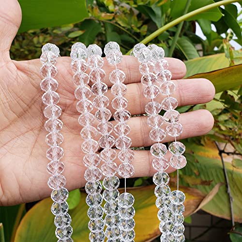 Image of 10mm Rondelle White Glass Beads for Jewelry Making, 200pcs Faceted Briolette Crytal Spacer Beads for Bracelet Necklace Earring