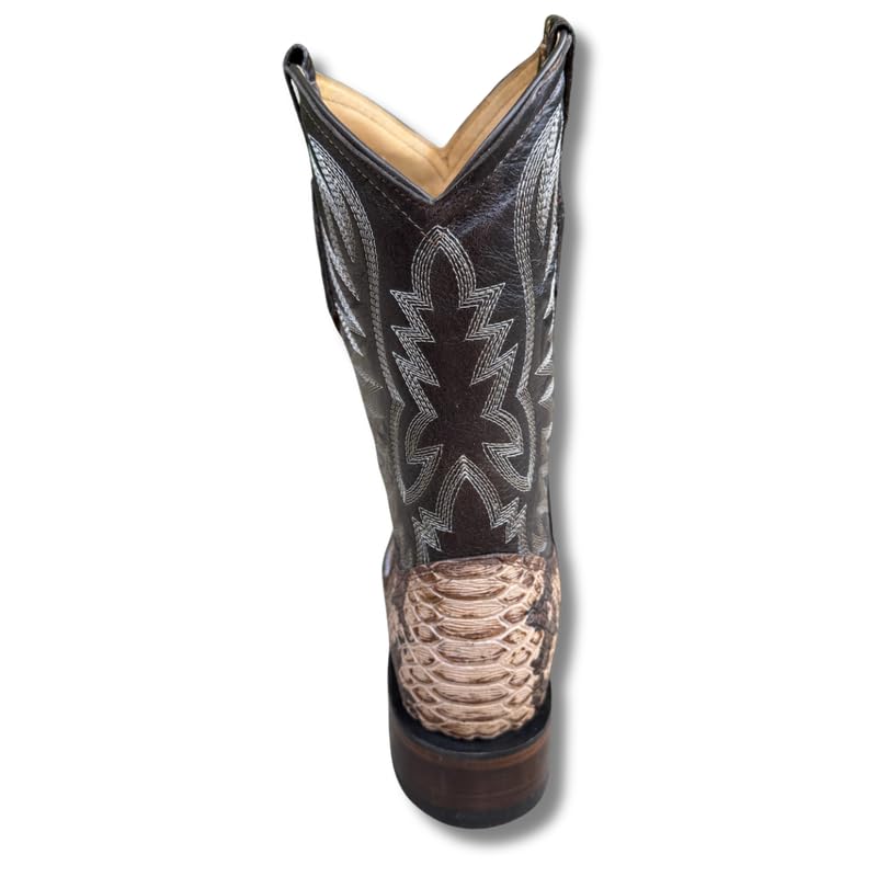 Image of Men's Alex Exotic Caiman Python Western Cowboy Boots Square Toe Pull On Tall Shaft bota de vaquero para hombre