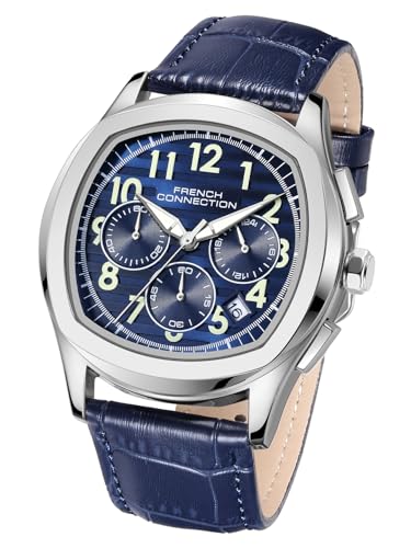 Image of French Connection Megachron | Chronograph Blue Dial | Blue Leather Strap | Watch for Men - FCD5UL
