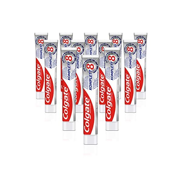 Colgate Zahnpasta Komplett Ultra Weiß, 12er Pack (12 x 75 ml) - Zahncreme für natürlich weiße Zähne, Komplettschutz für…