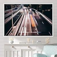 Framed Canvas Wall Art Light Exposure Colorful Industrial Lights Multicolor Neon Photography Places Portrait Realism - 16x24 inches