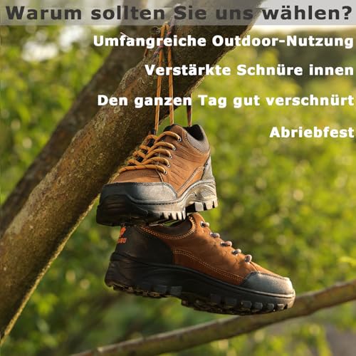 Puzeam 2 Paar - Stiefel Schnürsenkel Rund [4.5mm], reißfeste Schuhbänder für Wanderschuhe, Arbeitsschuhe, Wanderstiefel, Damen & Herren Ersatz Schnürsenkel Schwarz Grau 120