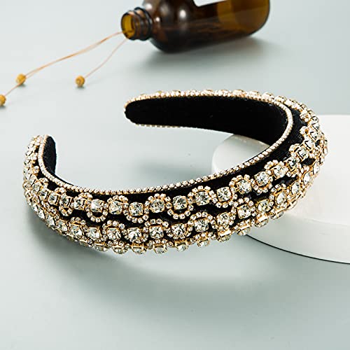Full Rhinestone Hairband Padded Women Headbands Crystal Crown Hair Accessories For Girls Wedding Party Hair Accessories (Gold) - Image 2