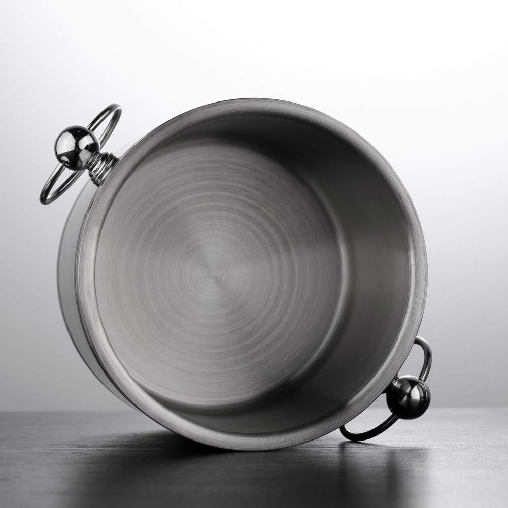 Cubitera de Acero Inoxidable con Pinzas, Enfriador de Vino de Doble Pared con Aislamiento, Tapa Resistente y asa de Transporte para Fiestas, barbacoas y Bares.