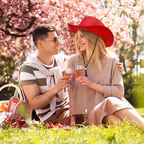 Image of JaGely 15 Pcs Straw Cowboy Hats Wide Brim Summer Hat Women Men Country Accessories for Western Themed Party Concerts Birthday