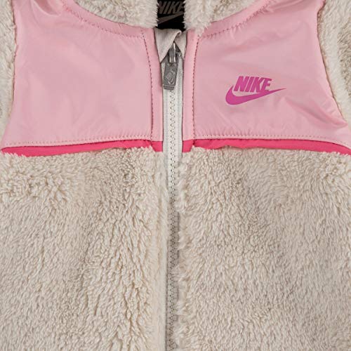 Nike Baby Girl Sherpa Fleece Hooded Coverall (Light Orewood(06H118-X27)/Pink, 3 Months)3