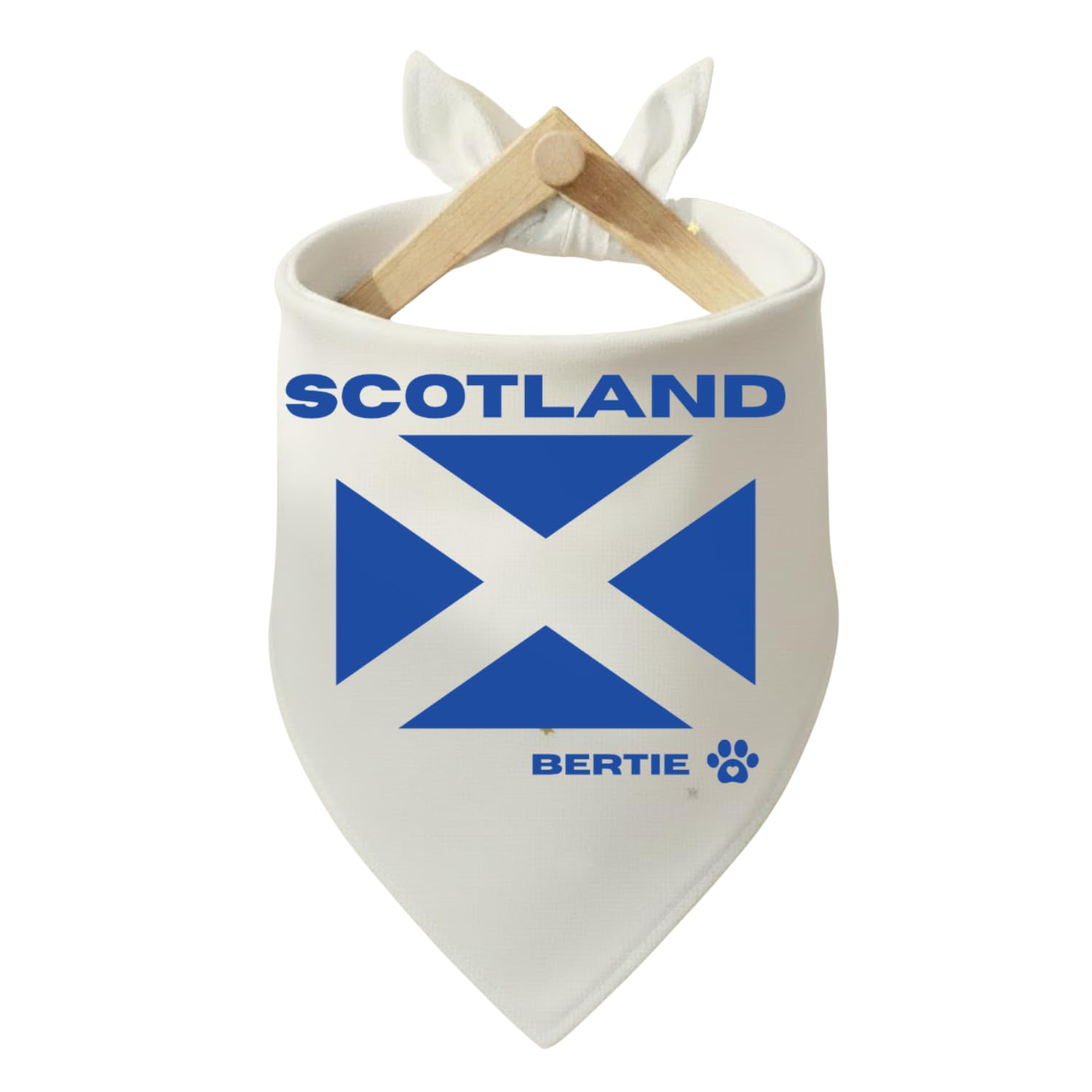 Personalised Scotland Flag Pet Bandana Perfect for World Cup & Rugby Supporters. Custom Dog Bandana Scottish Pets. World Cup Supporter Gift (White + Blue, S/M:50 * 35 * 35cm)