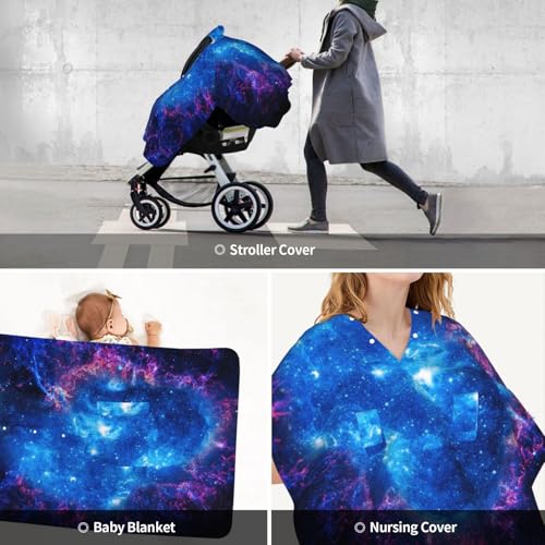 Image of Galaxy Baby Car Seat Canopy Cover 39x27.5 Inches Multi Use Nursing Cover for Newborn Car Seat Canopy Mom Nursing Breastfeeding Covers Newborn Shower Gifts
