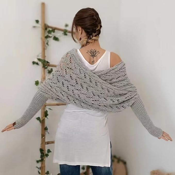 Hvyesh Scarf with Sleeves for Women, Multifunctional Scarf with Sleeves, Shrugs for Women, Scarf Sweater Wrap with Sleeves4