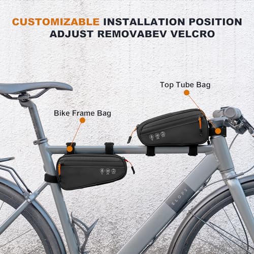Image of NDakter Bike Triangle Frame Bag, Bicycle Storage Pouch with 2 Side Pockets, 3-in-1 Top Tube Bags for Phone, Waterproof Cycling Tool Accessories Pack for MTB Mountain Road Bikes(1.2L)