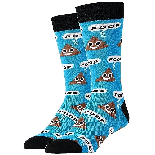 Poop Emoji Crew Socks - Crazy Dress Socks for Men - Happy Emoji Silly Socks