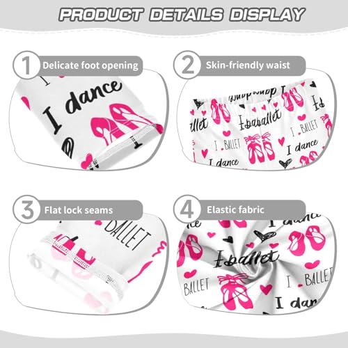 Girls Leggings Size 4T Ballet Shoe Heart White Stretchy Breathable Tights Girl Yoga Pants for Workout School3