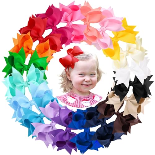 Image of 20PCS Oaoleer 4.5inch Grosgrain Ribbon Layered Bows Alligator Clips, Hair Accessories for Baby Girls, Toddlers, Kids, and Teens (Style-A)