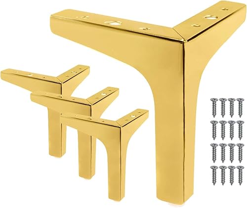 Miniatura 1 de 4 patas de muebles de 7 pulgadas, patas de sofá de estilo moderno, patas de metal de lujo doradas triangulares para mesa, armario, sofá, silla
