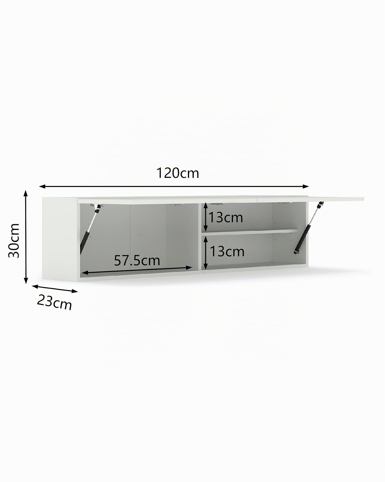 Pensile Bagno Sospeso 120 cm Bianco con Ripiano Regolabile