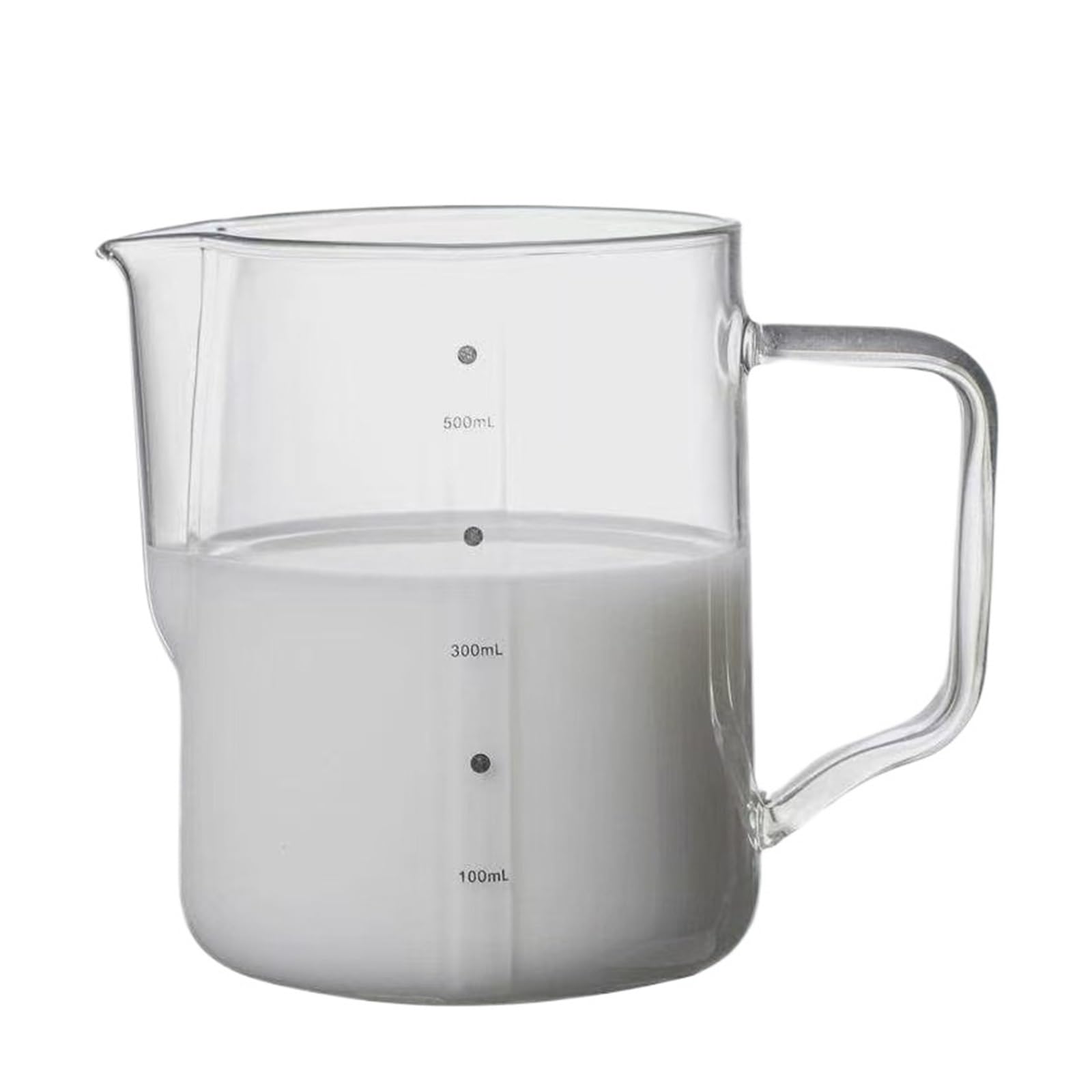Taza De Vidrio Transparente For Latte Art Con Escala, Taza Especial For Espumar Leche, Tarro De Café Latte Art, Taza Medidora Con Boquilla De Cocina(500ML)