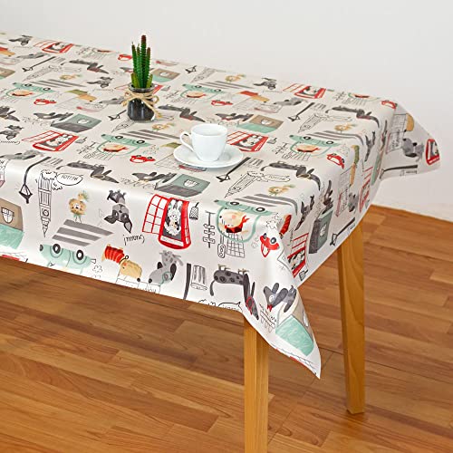 Hule Mantel Infantil con Dibujos de Perritos en Londres, PVC - Kids (140_x_100_cm)