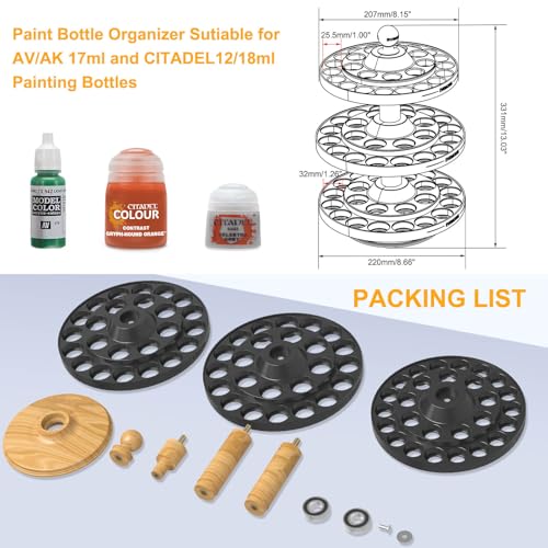 Image of Evemodel Rotatable Paint Organizer Pigment Bottle Spinning Rack Stand Desktop Holder Shelf (1 layer small 2 layers big holes)