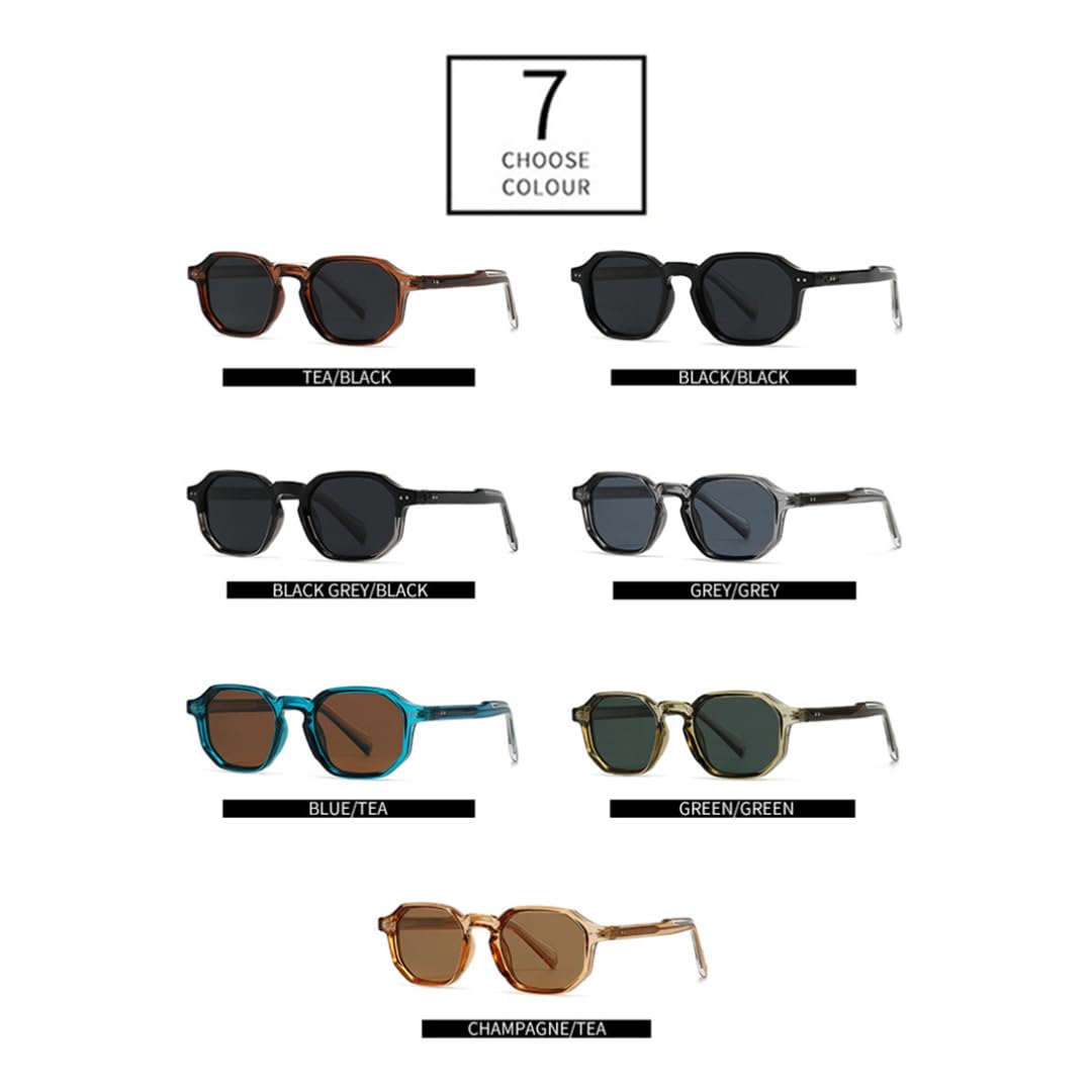 Gafas de sol polarizadas para hombre, estilo retro con remaches, color azul verdoso, protección UV400 para mujer.
