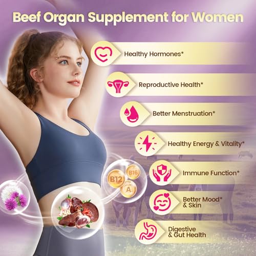 Image of VivoNu Beef Organ Supplement for Women, 400 Day Supply, 11000mg per Serving Beef Organs with Bovine Liver, Ovary, Uterus, Kidney, Heart, Bone & More, 100% Grass Fed, Balance Hormones, Energy