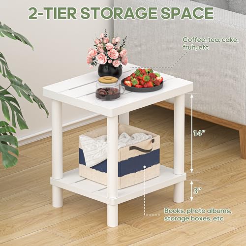 image for LEJANEOYE Outdoor Side Table, 2-Tier Small Outdoor Table for Patio, Ad