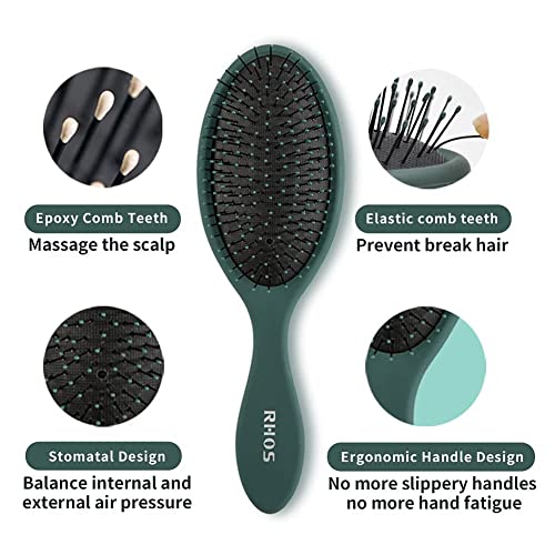Rhos Detangler Hair Brush For Women - Paddle Hair Brush For Wet And Dry Hair - Hair Brush For Detangling/Smoothing -Cushion Hair Brush For Curly/Thick/Long/Thin Hair(1 Pack-Pink) #TOP3