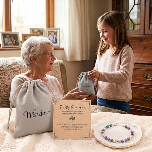 Image of Mothers Day Gifts for Grandma, Tree of Life Bracelet with Card, Grandma Gifts From Grandkids for Christmas Birthday