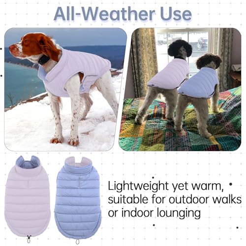 Image of Lelepet Reversible Dog Coat Windproof Dog Puffer Jacket Lightweight Vest