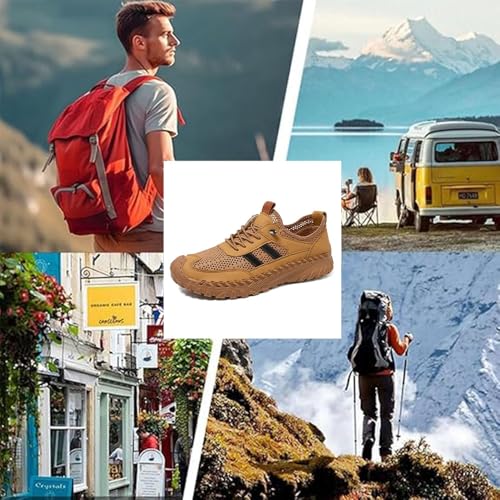 Giltpeak Zenfaze Shoes for Men, Zenfaze Men's Slip-On Orthopedic Leather Hiking Shoes Strong Arch Support, Slip On Orthopedic Hiking Shoes Breathable Mesh Elastic Laces3