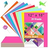 20 Pcs Poster Board Colorful Paper 12x18, ROOKEA Vision Boards Bulk Blank Graphic Display Posterboard Card Paper for Kids School Classroom Arts Craft Projects Drawing Scrapbooking