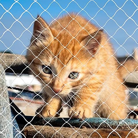 RUIBEI Cats Window protection for Cats,Cat Safety Net for Balcony & Window Transparent Protective Net for cats,Pet Protective Netting Fall-proof Stairs Mesh Fence White for Dog Puppy Cover