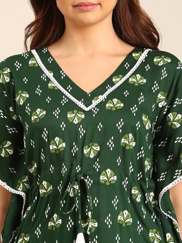 Image of Rupa Jon Aishwarya Women Full Length Printed Kaftan Nighty in Premium Cotton Blend Fabric, Night Dress, Maxi Nighty for Comfortable Everyday Wear