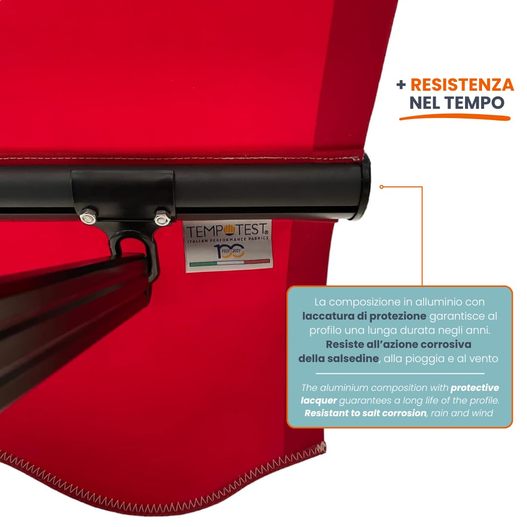 TENDAGGIMANIA ® Kit Perfil Barra Aluminio para toldos de balcón de Sol - Barra Toldo Vertical de Jardín Completo con tornillos, tacos, tapones y ojales, color: antracita – Medidas: 400 cm