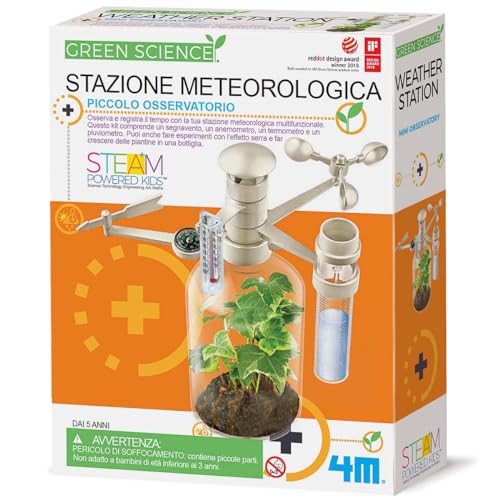 4M 00-03279 Green Science Stazione Meteorologica, Kit Educativo STEM per Bambini, Osservatorio Meteo con Termometro, Anemometro e Pluviometro, Gioco Scientifico dai 5 Anni