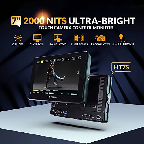 LILLIPUT HT7S 7 Inch 2000nits Camera Field Monitor with Touch Screen 1920x1200 4K HDMI 2.0 3G-SDI Input 3D LUT Waveform Histogram - Image 2