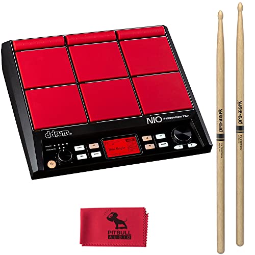 ddrum NIO 9-Pad Drum-Trigger Percussion Pad, 30 Preset Kits, MIDI I/O w/Drumsticks & Cloth