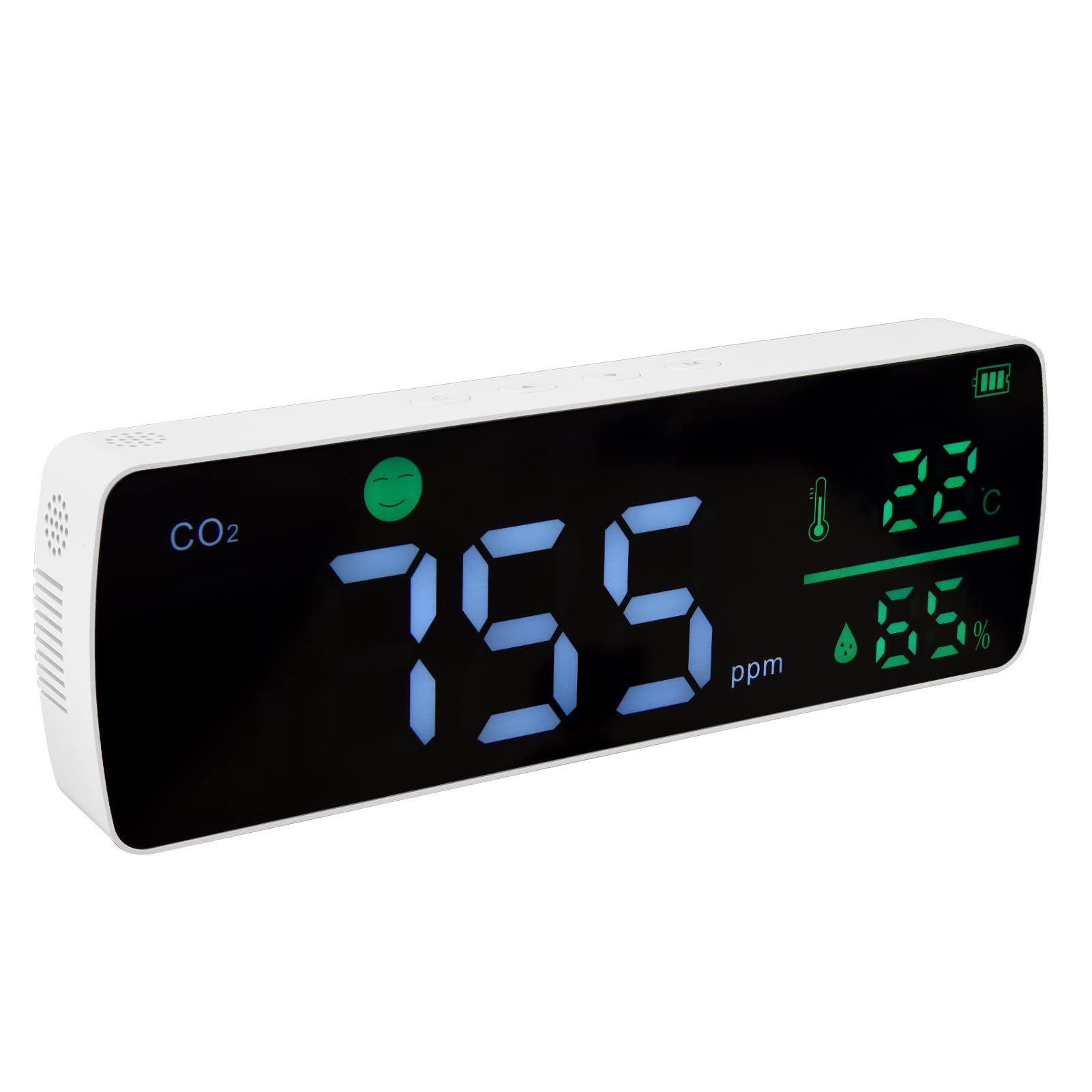 Fdit Monitor de Calidad del Aire CO2, Detector Portátil de Dióxido de | Sensor NDIR Infrarrojo, 400-5000 Ppm, 1,5 S, Batería 1200 MAh, Interior