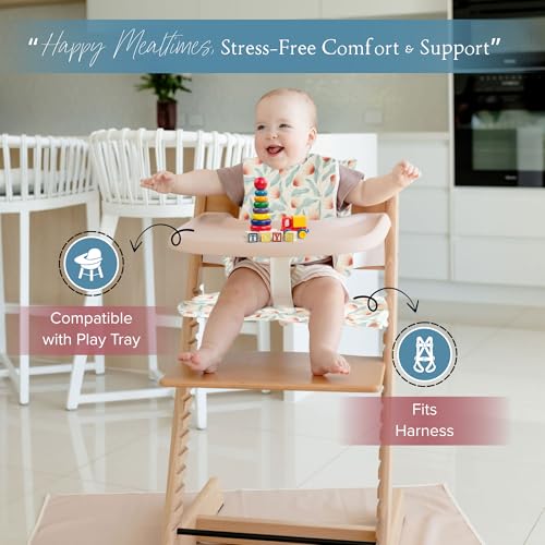 Image of Nibble and Rest Cushion for Stokke Tripp Trapp High Chairs, Soft Padded Seat & Backrest, Baby Set Compatible, Wipeable, Machine Washable, Easy to Clean, Stylish Print (Under the Sea)