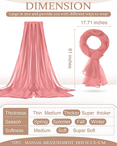 Chuarry 12 Pieces Women Solid Color Chiffon Scarf Soft Breathable Silk Lightweight Accent Scarfs2