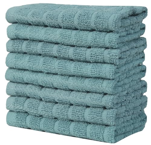 Image of Bumble Dish Cloths (8 Pack) | 12 inch x 12 inch | 100% Cotton Kitchen Towels | 406 GSM | Soft, Highly Absorbent & Durable Dish Towels for Kitchen | Aqua