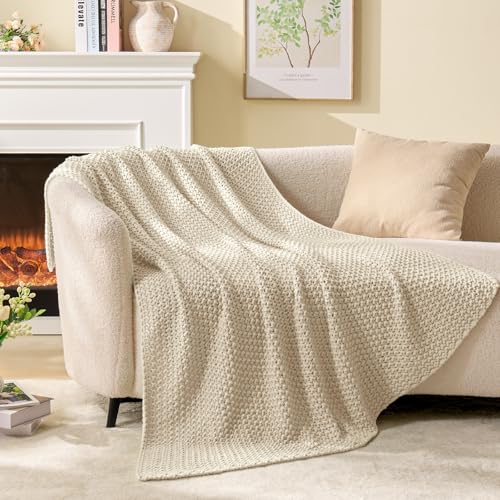 Image of BEDELITE Cozy Chunky Cable Knit Throw Blanket for Couch