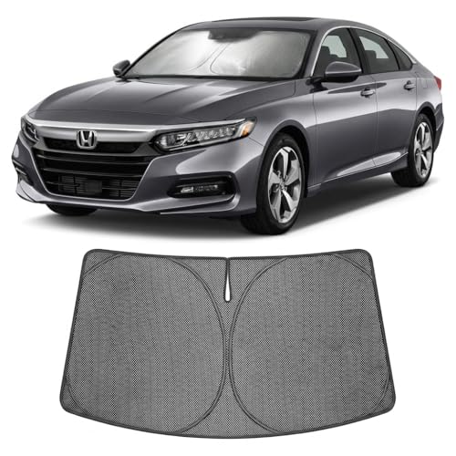 Image of Proadsy Windshield Sun Shade Custom Fit Honda Accord 2023-2026 Ice Crystal Black Front Window Sunshade UV and Heat Blocker Foldable Visor Keeps Car Cooler for Summer Parking and Daily Use