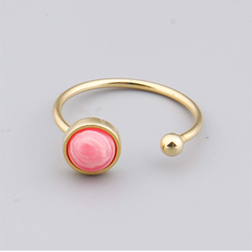 Natürlicher Rosafarbener Rhodochrosit-Ring Kristall, Rund, Goldfarben, Verstellbar, Offene Steinringe, Reiki-Balance, Knöchel-Fingerringe, Ewigkeitsring Für Frauen, Mädchen, Männer